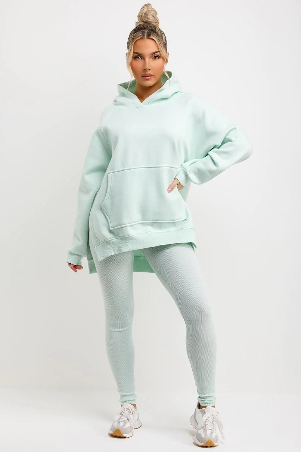 Oversized Hoodie & Ribbed Leggings Set - 17 colours