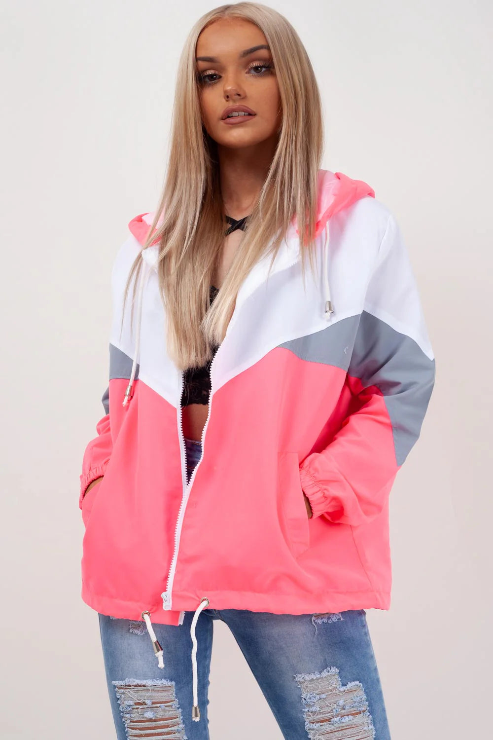 Two-tone Block Contrast Windbreaker Jacket