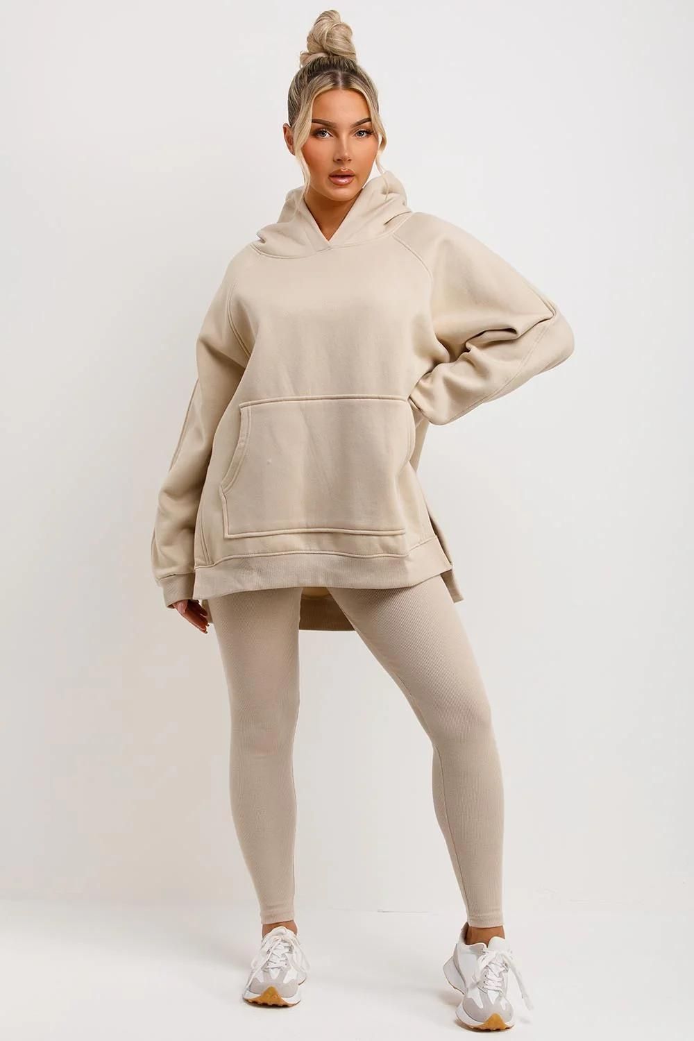 Oversized Hoodie & Ribbed Leggings Set - 17 colours