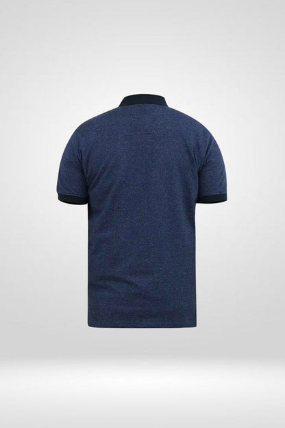 D555 Navy Short Sleeve Jersey Jacquard Polo Shirt Plus Size