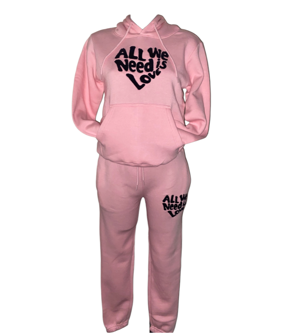 Kids Girls "All We Need Is Love" Hooded Tracksuit