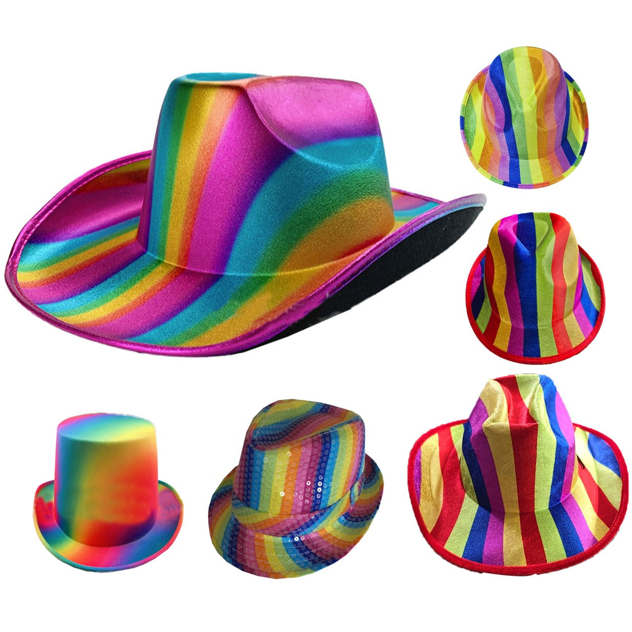 Pride Rainbow Cowboy & Gangster Hats LGBTQ+ Parade