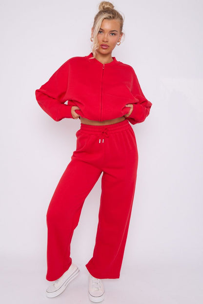 Full Zip Sweatshirt and Straight Leg Joggers Tracksuit Set - 10 colours