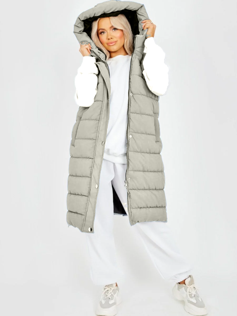 Hooded Long Line Puffer Padded Gilet Jacket Coat - 16 colours