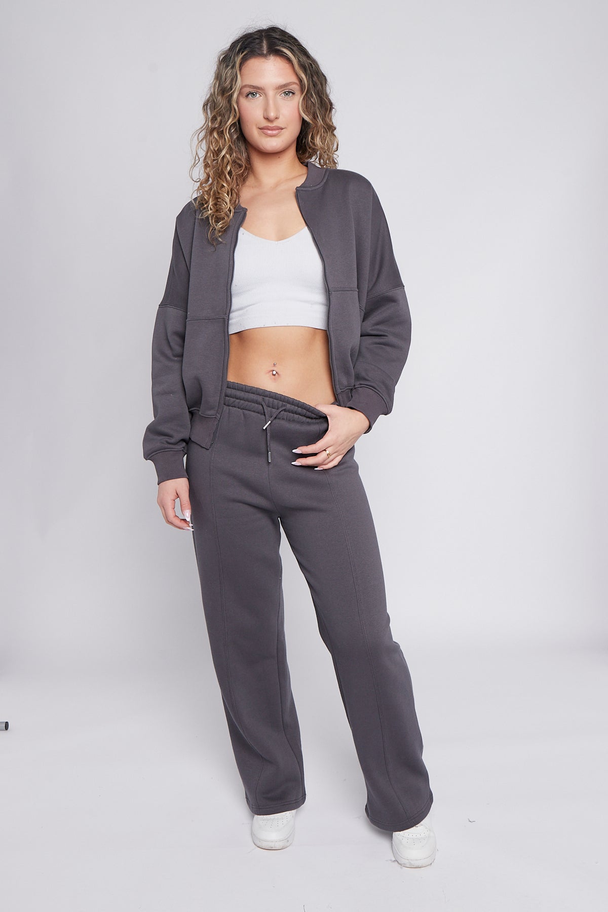 Full Zip Sweatshirt and Straight Leg Joggers Tracksuit Set - 10 colours