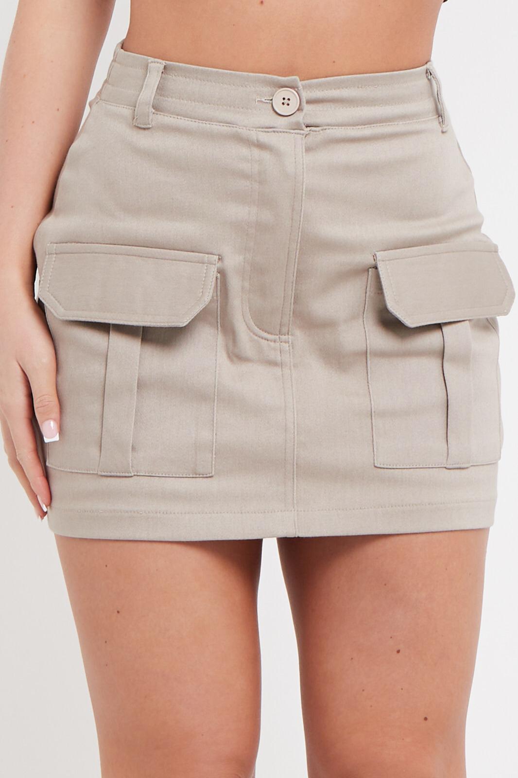 Stretch Cotton Cargo Mini Skirt