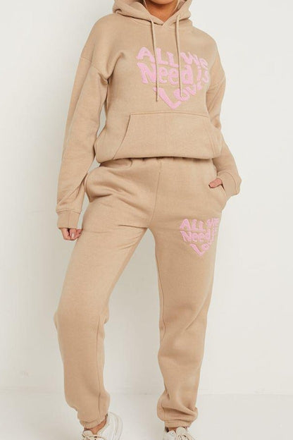 Kids Girls "All We Need Is Love" Hooded Tracksuit