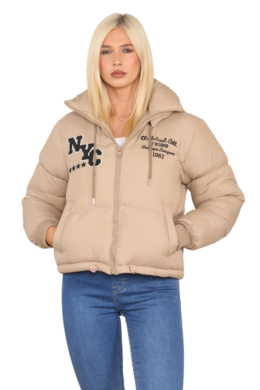 Cropped Puffer Coat Short Padded NYC Jacket with Detachable Hood