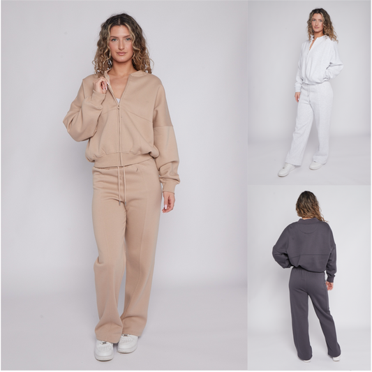 Full Zip Sweatshirt and Straight Leg Joggers Tracksuit Set