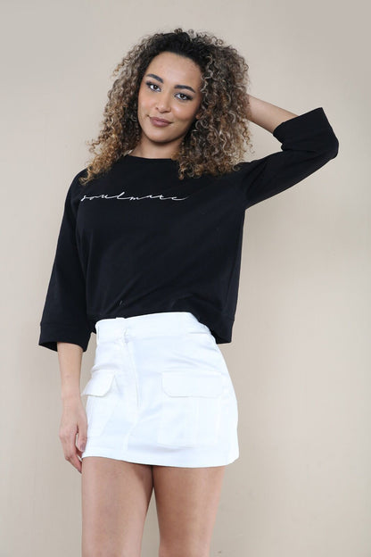 Stretch Cotton Cargo Mini Skirt