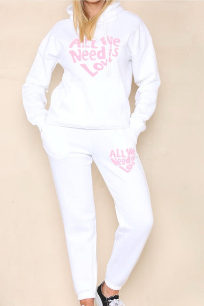 Kids Girls "All We Need Is Love" Hooded Tracksuit