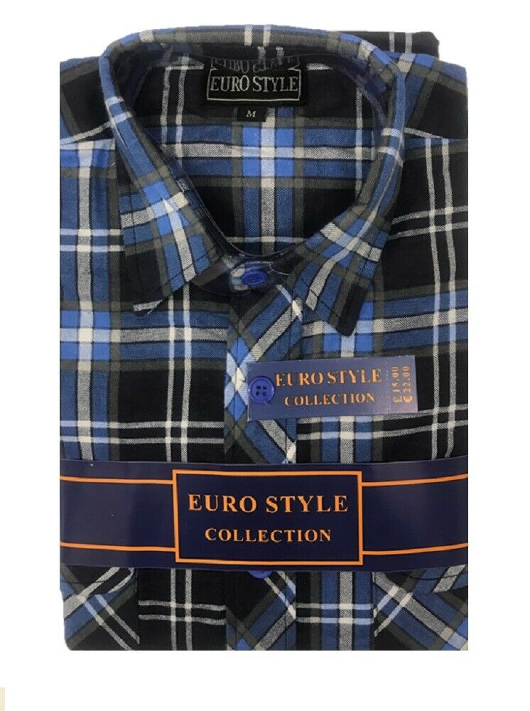 Men's Lumberjack Flannel Shirt In Blue,  Black & Grey Check