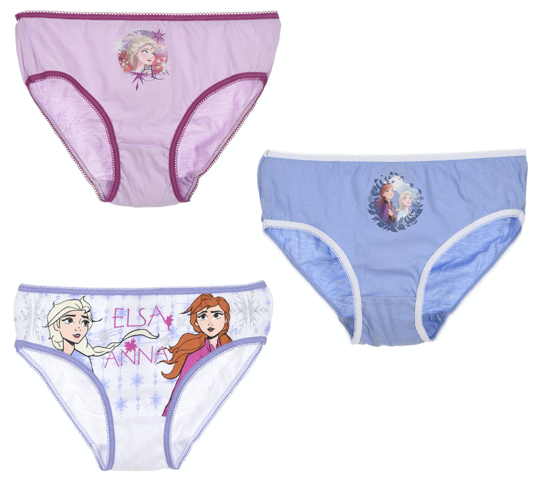 Girls Frozen Briefs Knickers Underwear Elsa Anna 3 Pack Set Ages 2-8