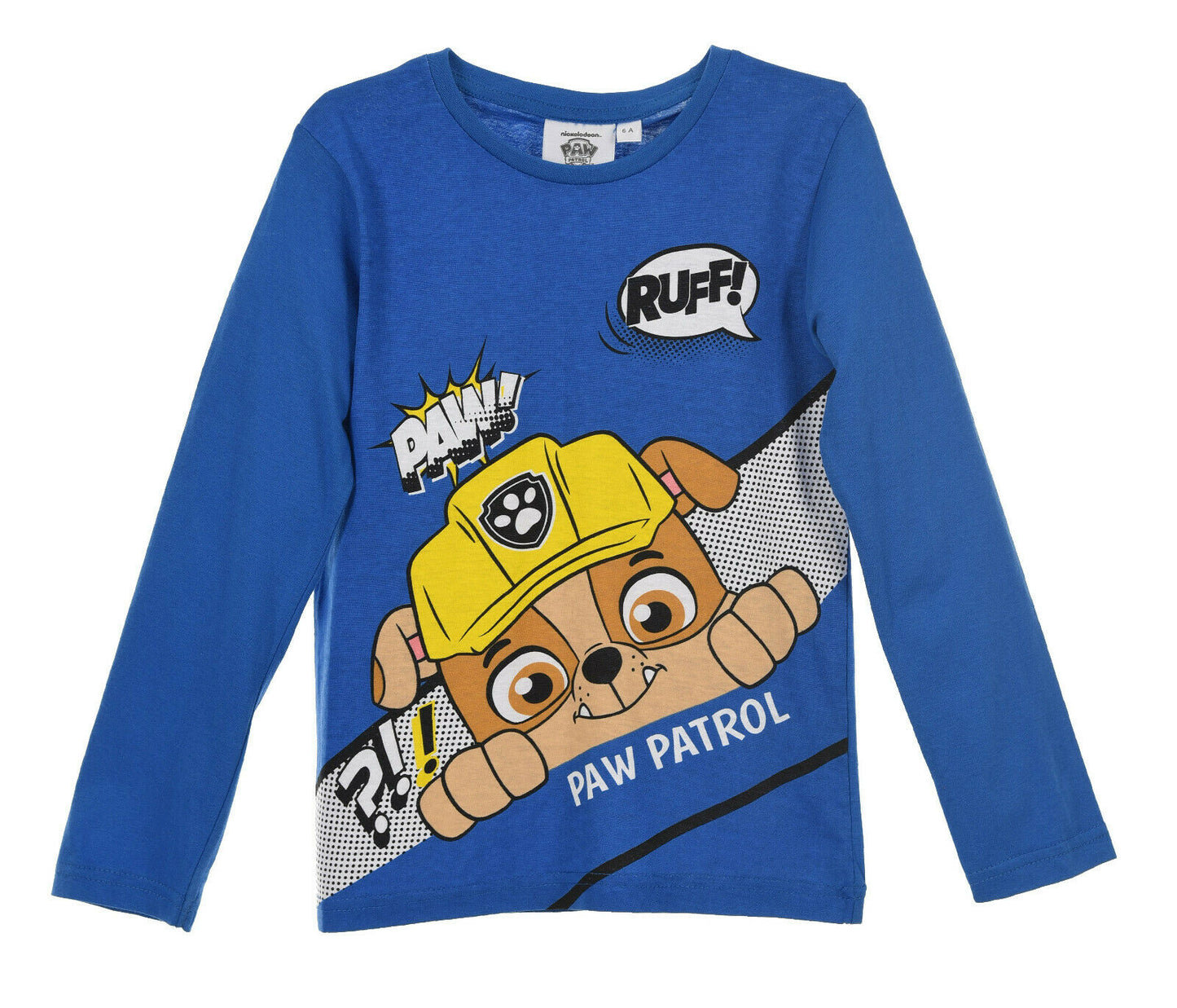 Children's Royal Blue Long Sleeve Paw Patrol Top, Perfect for all year round, Age 2 To 6, 100% Cotton, Official Merchandise