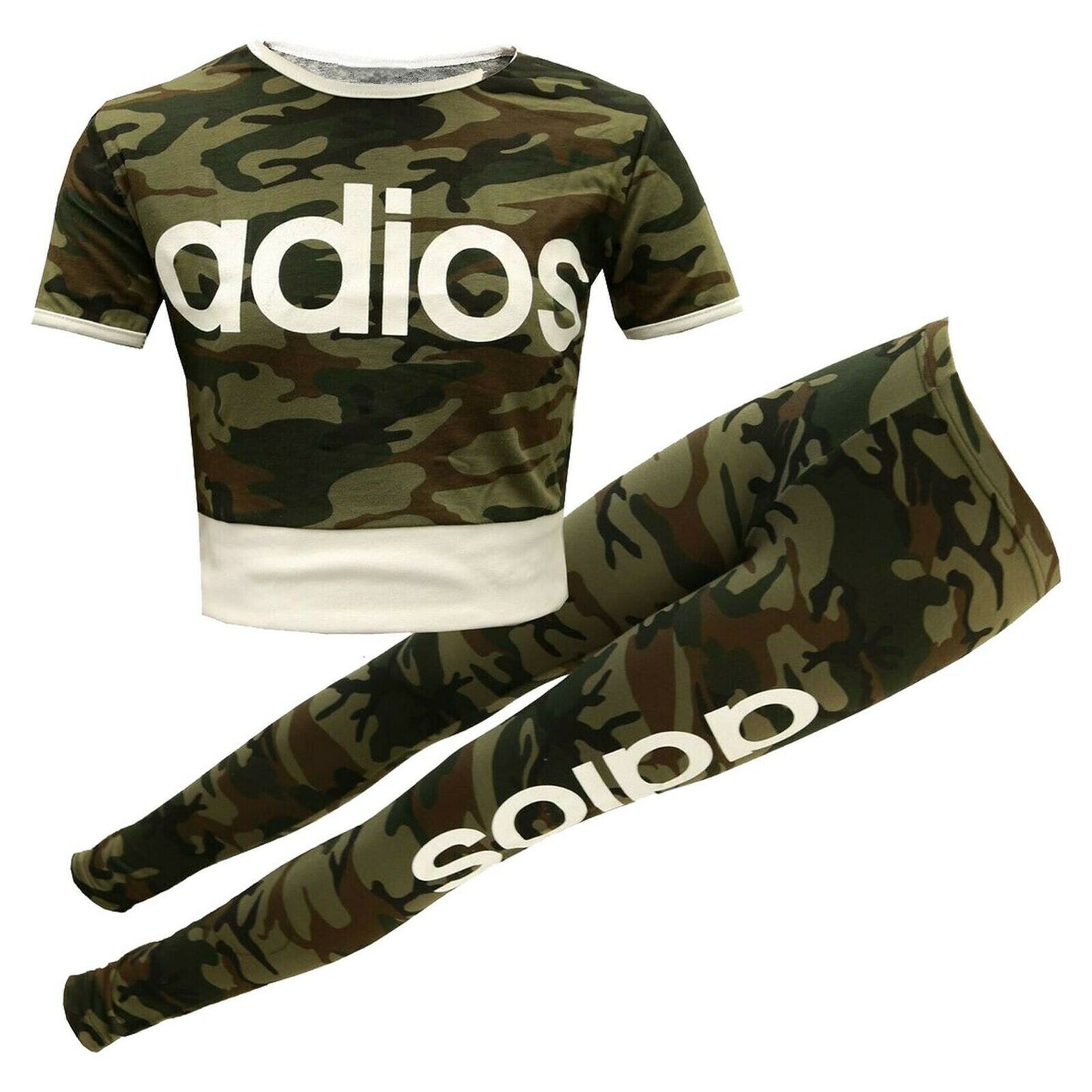 Adios Crop Top & Legging Camo Co-ord Set