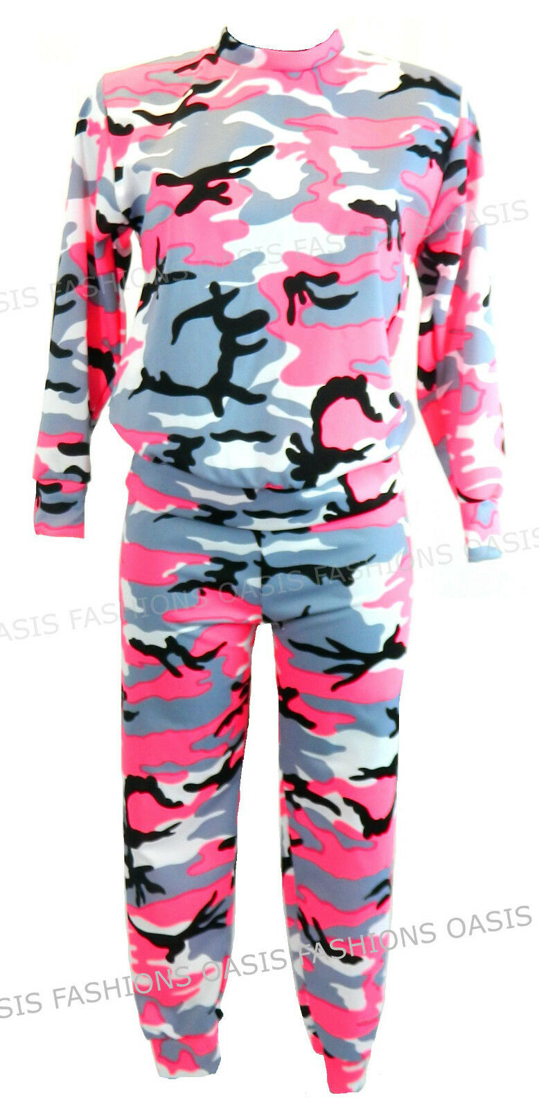 Children's Neon Pink Camo Loungewear Set.