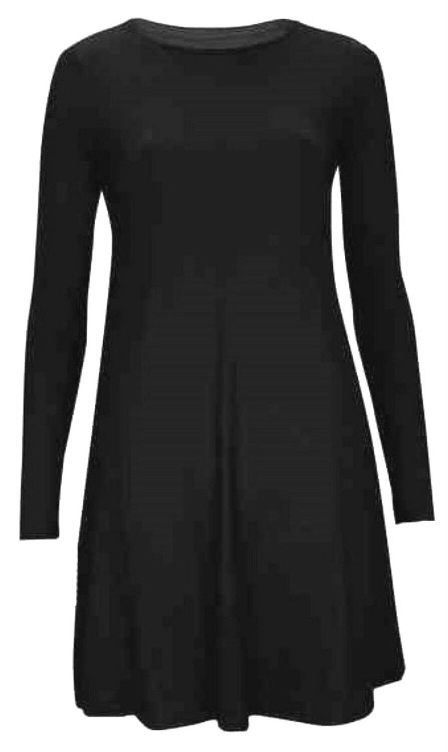 Ladies Long Sleeve Black Swing Dress.