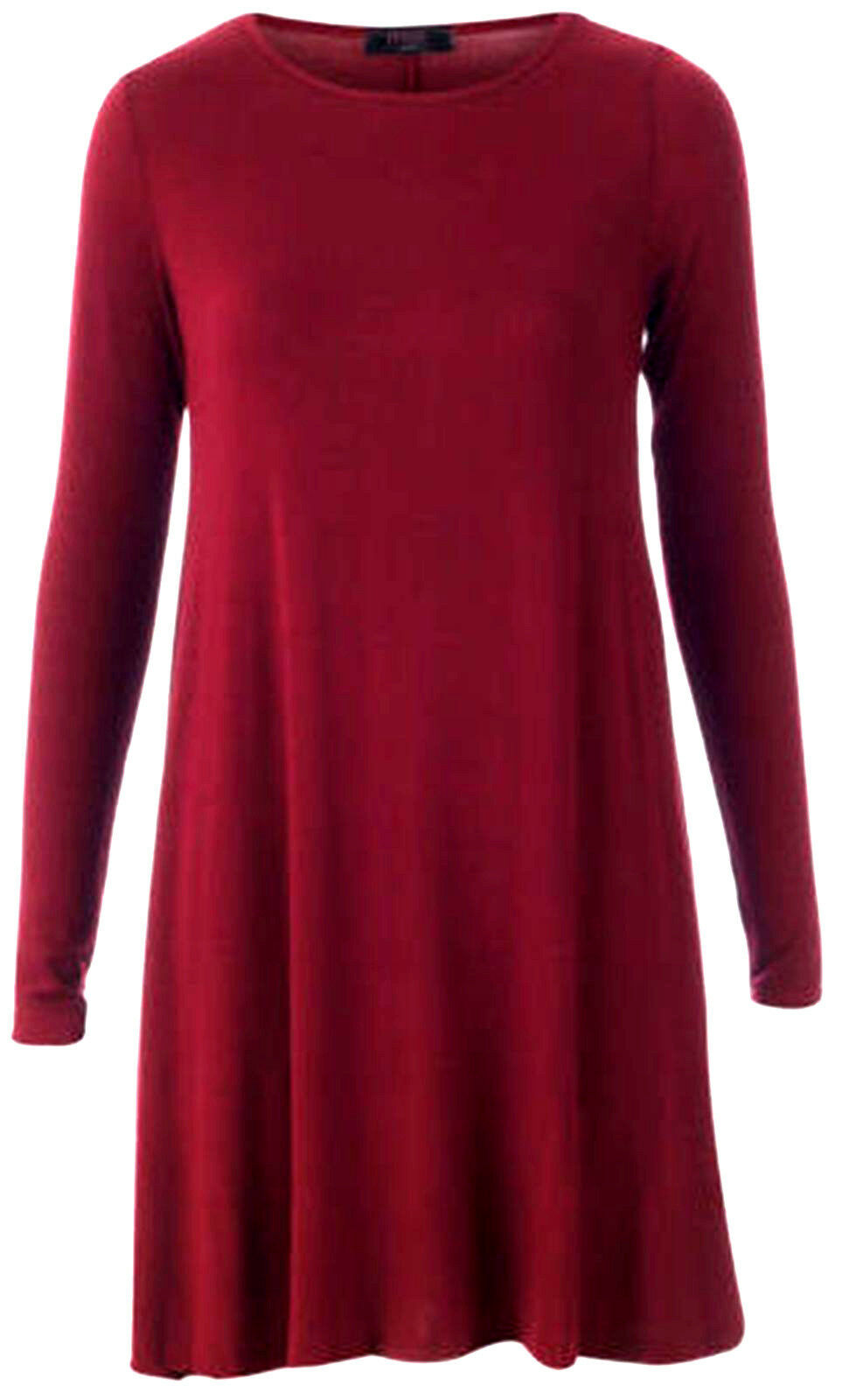 Ladies Long Sleeve Wine Swing Dress.