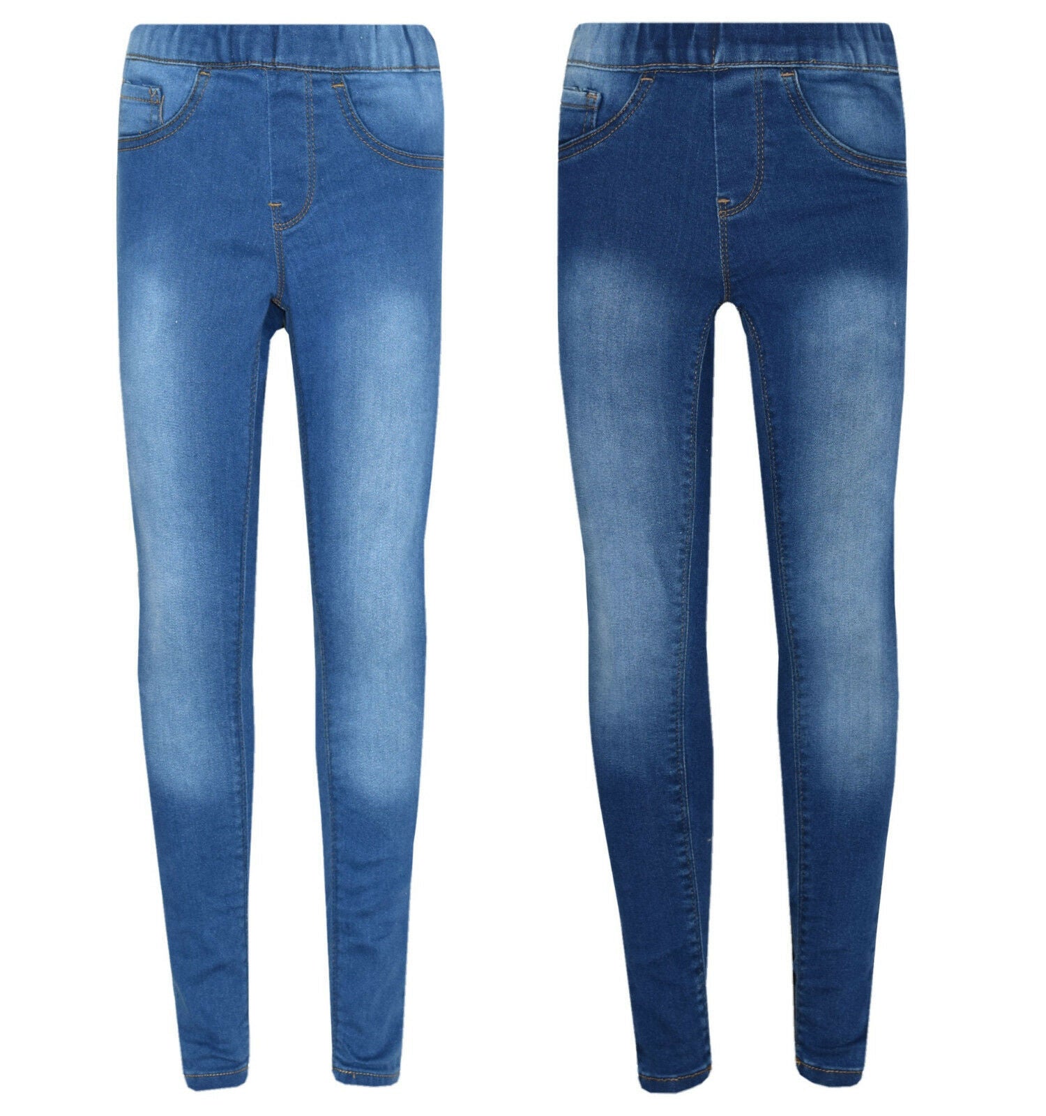 Girls Denim Jeggings. Black Dark & Light Wash Denim Sizes 5-6, 7-8, 9-10, 11-12, 13 They Have An Elasticated Waist 