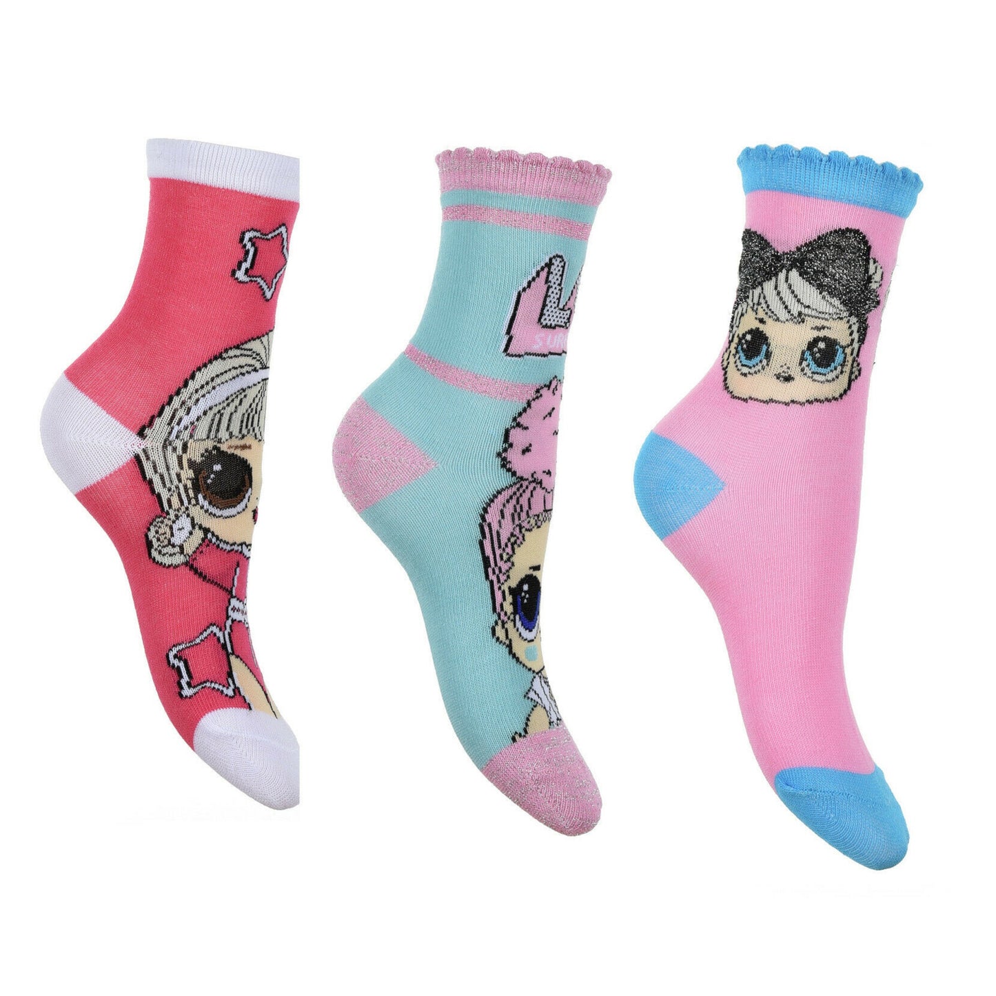 L.O.L Surprise Dolls 3 Pair Sock Set