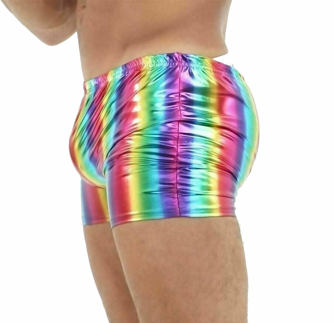 Unisex Shiny Metallic Rainbow Pride Hot Pants Shorts