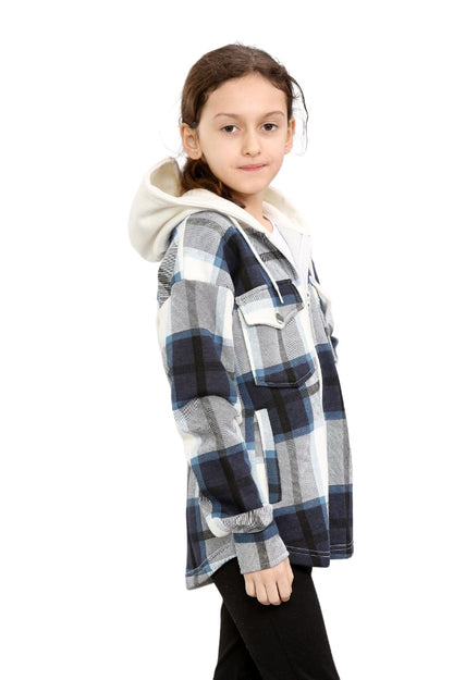 Girls Hooded Oversized Shacket