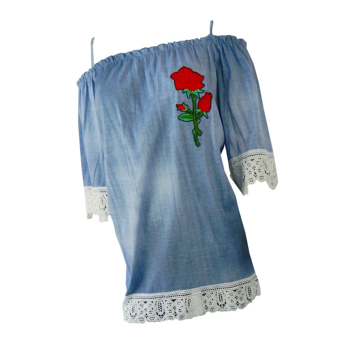 Bardot Lace Top Blue Denim Dress