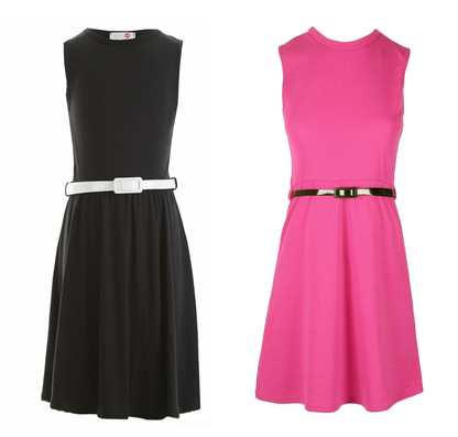 Sleeveless Belted Skater Dress