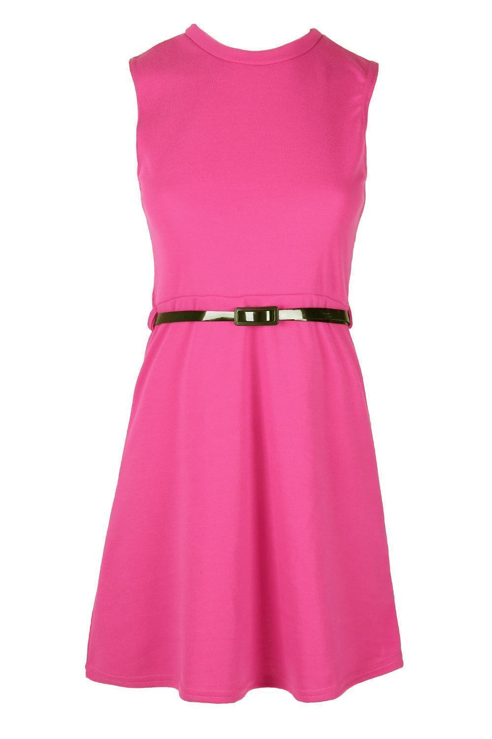 Sleeveless Belted Skater Dress