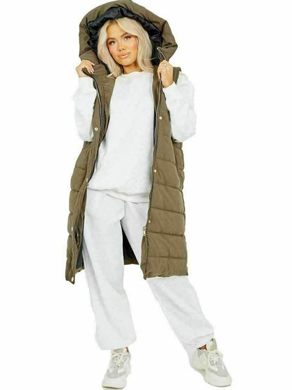 Hooded Long Line Puffer Padded Gilet Jacket Coat - 16 colours