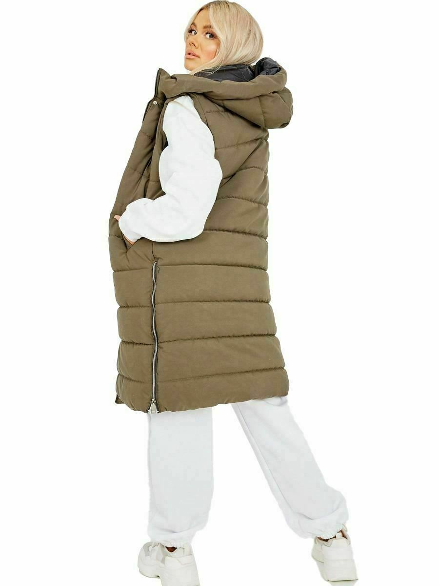 Hooded Long Line Puffer Padded Gilet Jacket Coat - 16 colours