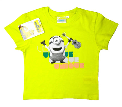 Children's Neon Green Short Sleeve Minion T-Shirt. Age 2 To 8 