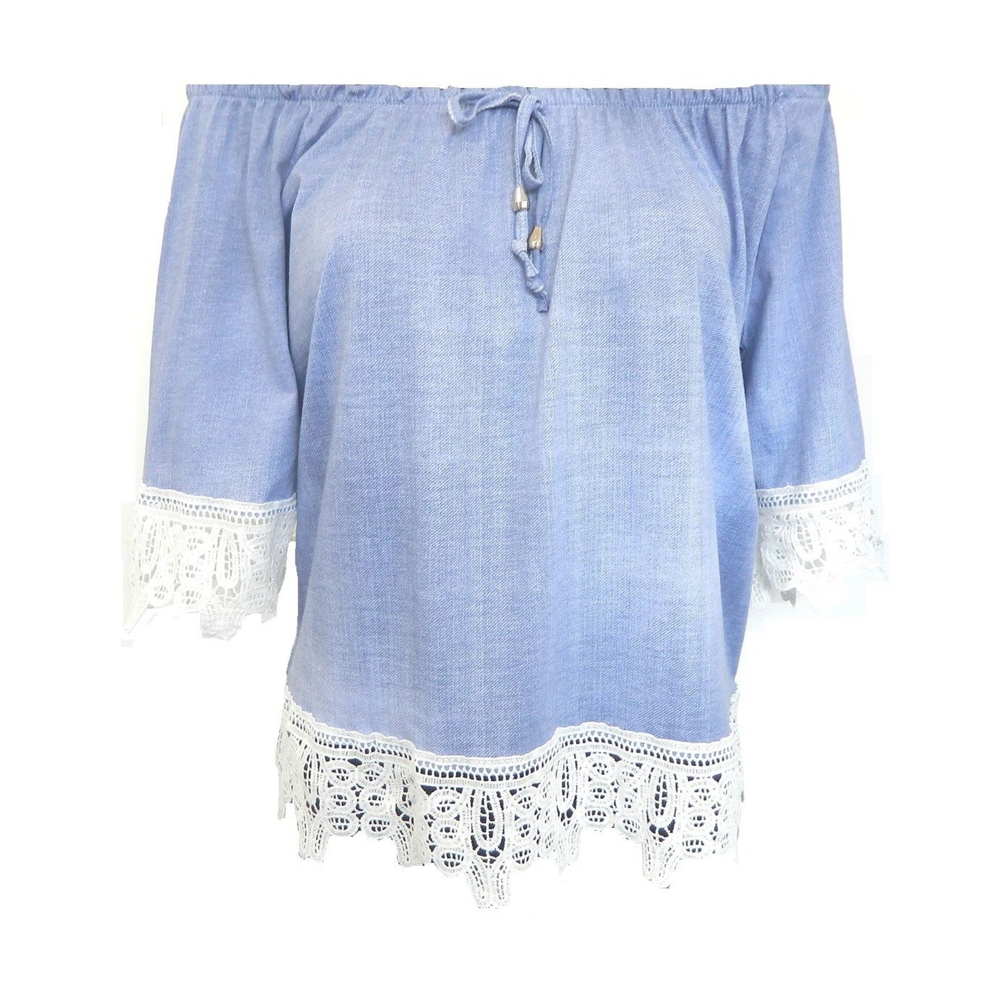 Bardot Lace Top Blue Denim Dress